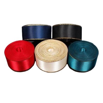 China Custom Viable Gold Foil Ribbon Satin Ribbon Lady Ribbon for sale