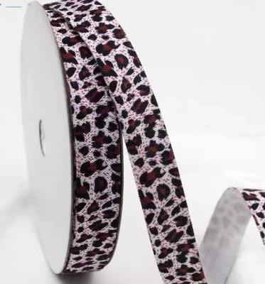 China Factory direct sale viable leopard grain ribbon velvet ribbon for sale