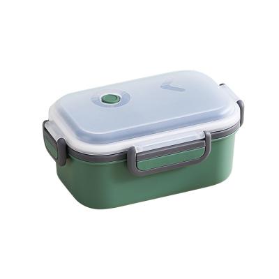 China Modern Safe Wheat Bento Box Food Container Divided Rectangle Straw Lunch Box With Stainless Steel Or PP Tableware for sale