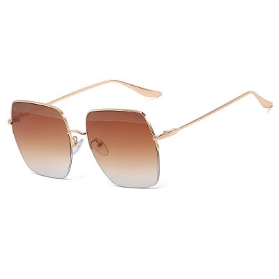 China Rimless Eyewear Oculos De Sol Feminino Big Shades Brown Eyewear Fashion Sunglasses 2020 Women Retro Vintage Luxury Brand Oversized Sun Glasses for sale