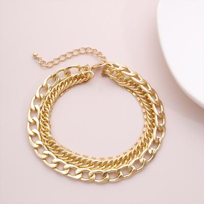 China FASHIONABLE simple multi layer hollowed out foot adorns women's beach punk metal chain anklets for sale