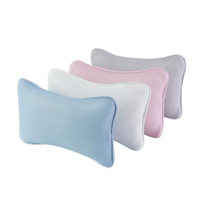 China Viable Hot Selling Bone Shape 3D Air Mesh Bathtub Headrest SPA Bath Massage Pillow With 2 Suction Cups for sale