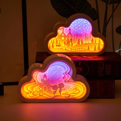 China New Modern USB Mini Night Light DIY 3D Paper Carving Lamp Gift Light Valentines Decoration for sale