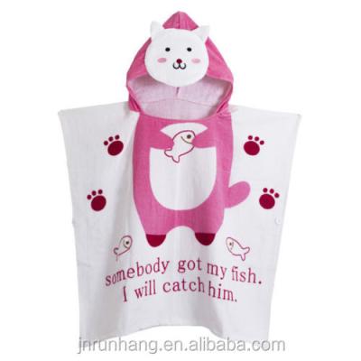 China QUICK DRY Custom Print Design Cotton Kids Animal Poncho Towel for sale