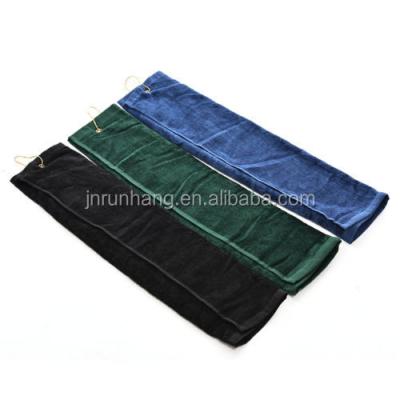 China Custom Eco - Friendly Cotton Velvet Golf Sport Towel With Hook for sale