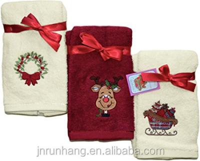 China Christmas Design Soft Embroidered Bamboo Face Towel for sale