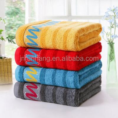 China Custom Large Stripe Cotton Terry Bath Towel Eco - Friendly for sale