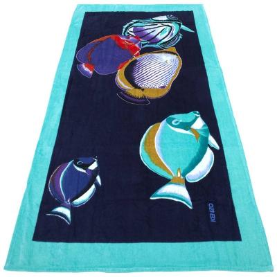 China Comfortable Custom Digital Printing Cotton Velvet Beach Towel for sale