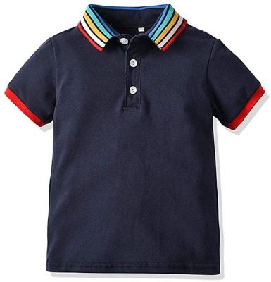 China Custom Plain Dyed 100% Anti-Shrink Cotton Rainbow Collar Kids Boy Polo T-Shirt Boys T-Shirts And Polo Shirts for sale