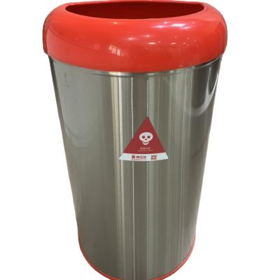 China Sustainable Round 50L Stainless Steel Lobby Indoor Outdoor Hotel Open Top 50L Commercial Waste Bin for sale