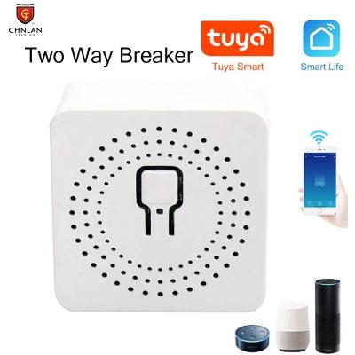 China Tuya 16A Mini WiFi Smart Switch DIY Module Breaker 2 Way Lamp Switches Timer Remote Control Works with Alexa Google HL001B for sale