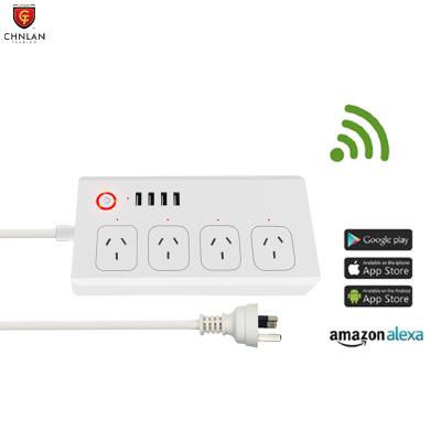 China 4USB+4 Sockets 4 Outlet Australia Extension Socket Australia Extension Socket Surge Protector 4 USB Tuya Smart Wireless Remote Control Strip With USB for sale