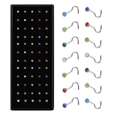 China 60Pcs 27G Hypoallergenic Tribal Hypoallergenic Face Bone Studs CZ 316L Surgical Steel Septum Jewelry Piercing Nose Rings Bulk For Women for sale