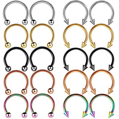 China Wholesale Punk Horseshoe Stud Earrings Jewelry Gold Plated 316 Stainless Steel Piercing Nose Rings For Women Men for sale