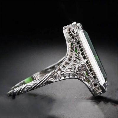 China 925 Religious Sterling Silver Plated Emerald Ring For Women Bijoux Femme Mujer Jewelry Gemstone Sliver Pure Bizuteria for sale