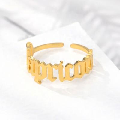 China Old English Adjustable Gold Plated Letter Number Women Custom Made Environmental Friendly Jewelry Name Ring Personalized Sterling Silver Finger Couple Rings for sale