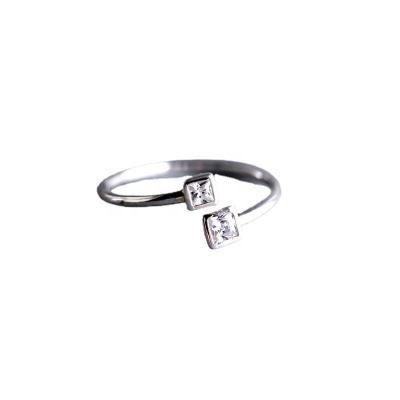 China 2021 Wholesale Fashion High Quality Hot Silver Simple Square Ring 925 Diamond Ring Female Ring for sale