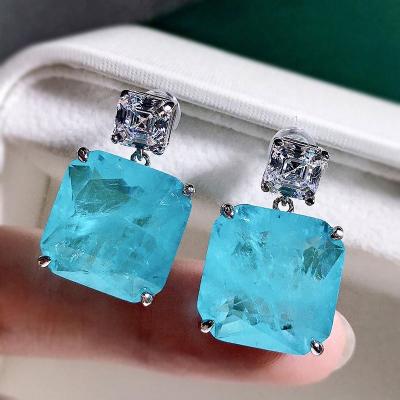 China BOHEMIA Mujing Jewelry Sterling White Fungus Female Blue Paraiba Korean Super Temperament 15*15 Snap Earrings New 925 for sale