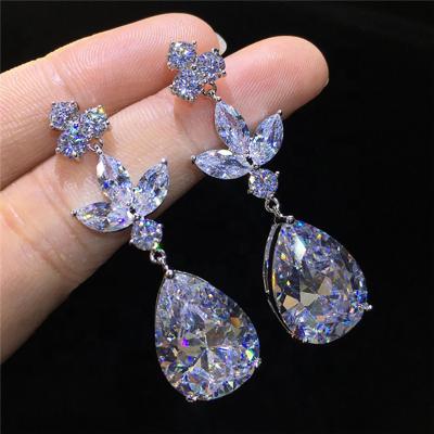 China Exquisite European and American BOHEMIA ladies water to drop big zircon earrings earrings silver earrings for sale