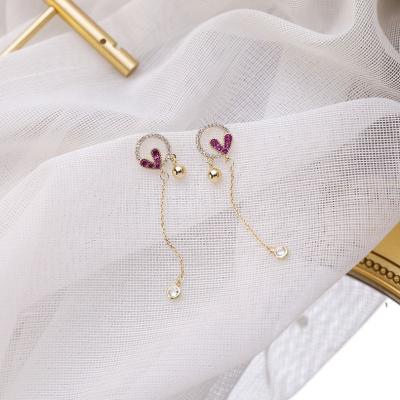 China 925 high quality Diamond Long Earrings Korean Fashion love European and American silver needle full earrings for sale