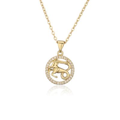 China High Quality Hot Selling Twelve Pendant Gold Necklace I Jewelry Explosion Female Micro Inlaid Necklace for sale