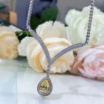 China CLASSIC High Carbon Full Diamond Necklace Very Shiny Simulation Fine Bridal Jewelry For Women for sale