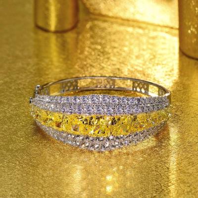 China BOHIME New Geometric Bracelet S925 Sterling Silver Yellow Diamonds Rhodium-Plated Luxury Inlaid High Carbon for sale