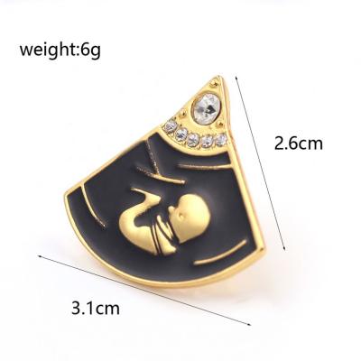 China Fashion Rhinestone Garment Accessory Crystal Enamel Baby Color Ultrasound Picture Pin Mother's Day Gift Zinc Alloy Brooch for sale