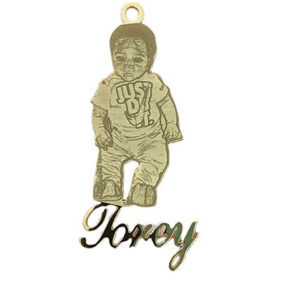 China High Quality Family Gift Customized Gold Plated Cartoon Photo Picture Name Necklace Personal Portrait Nameplate Pendant for sale