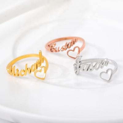 China FASHIONABLE Personalized Customizatied Stainless Steel Name Laser Engraving Letters Initial Ring For Women And Men for sale