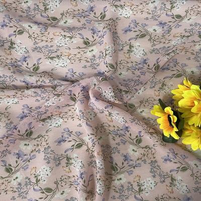 China Hot Sale 80gsm Pure Silk Rose Color 100%Polyester Pattern Print Fabric Floral Chiffon For Making Women's Dress Shirt Garment for sale