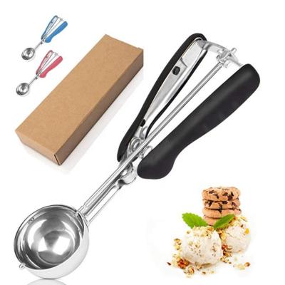 China Sustainable 304 Stainless Steel Cookie Scoop Ice Cream Scoop Set With Trigger Handle for sale