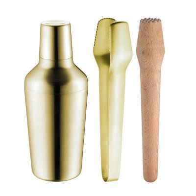 China Home& Hot Cocktail Shaker Bartender Kit Bar Set Gold Sale 700ml Bar Shaker, Ice Tongs and Messy Person for sale