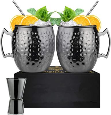 China CREATIVE Set of 2 Matte Cocktail Serving Mugs Black Stainless Steel Moscow Mule for sale