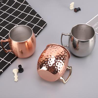 China Sustainable 500ml Drinkware Barrel Mirror Coffee Mug Beer Mug Copper Drinkware Mugs for sale