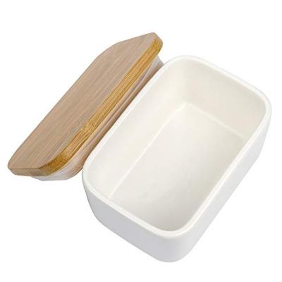 China Amazon Eco-Friendly Sustainable Rectangular Ceramic Butter Container for sale