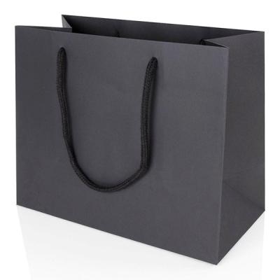 China Recyclable Custom Black Logo Clothing Packaging Paper Bag Gift Shopping Bag for sale