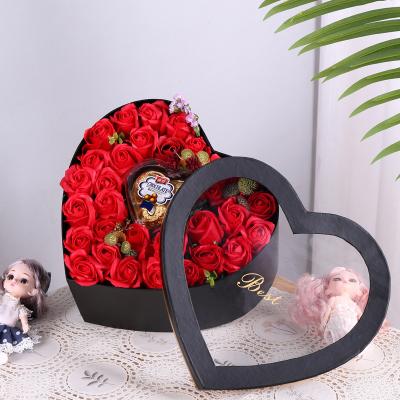 China Recyclable High Quality Heart Shaped Flower Box Gift Packing Box For Preserved Rose Custom Logo for sale