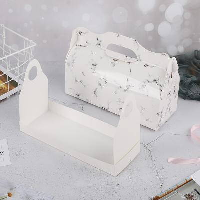 China High Quality Recyclable White And Craft Bakery Food Paper Card Packaging Gift Folding Box With Handle for sale