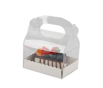 China Recyclable Customized Folding Bakery And Cake Papercard Gift Box With PET Handle for sale