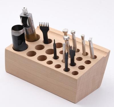 China Custom Made Beech Wood Wooden Organizer High Price Display Leather Tools Rack for sale