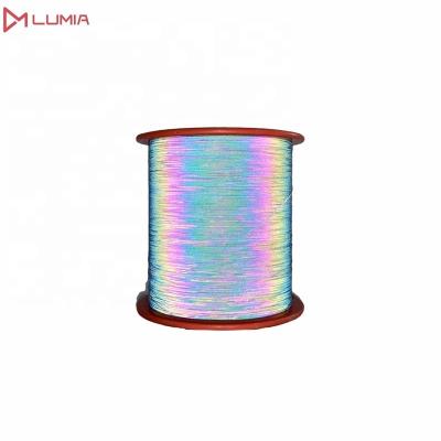 China Double Side Safety Durable Warning Rainbow Reflective Yarn For Knitting for sale