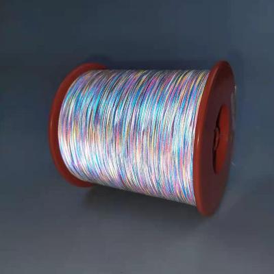 China Safety Warning 0.5mm Double Side Rainbow Reflective Yarn For Reflective Knitting for sale