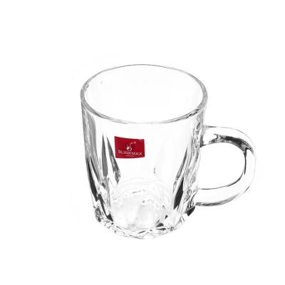 China Viable Drill Design Glass Coffee Mug With Handle Household 235ml Milk Top Amber Flower Tea White Glass Cup Office Optional for sale