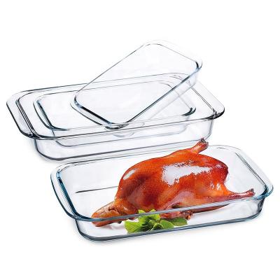 China Tempered Glass Dinner Dish Rectangular Microwave Oven Sustainable Household Rice Baked Rice Steamed Fish Tray Fresh Fruit Tray for sale