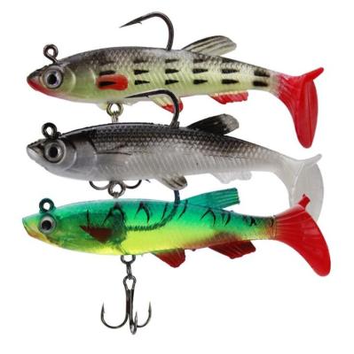 China 3D Eyes Lead Fishing Lures With T Tail Soft Fish Single Hook Bait Artificial Bait 8cm 14g Swimbait DY-WH0026 for sale