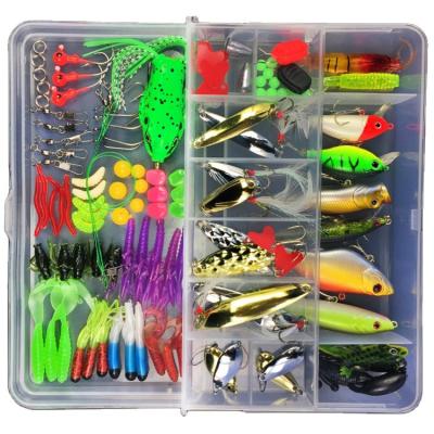 China 106pcs Customized Hard Soft Lure Fishing Tackle Box PP Fishing Tackle Hooks Swivels Fishing Lures Combo Kit for sale