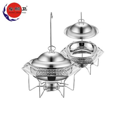 China Eco-friendly Hexagon Silver Chafing Dish With Food Grade Stainless Steel Silver Chafing Lid Holder Flat Type for sale