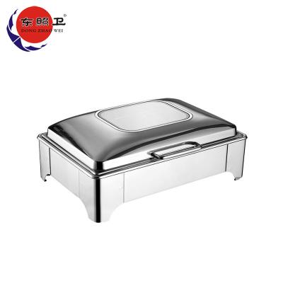 China Hotel Serving Restaurant Chafing Dish Shake Chafing Dish Cook Stove 9 L Stainless Steel Rectangle Oblong Hydraulic Chafing Dish for sale