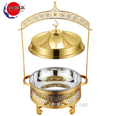 China New Arrival Eco-friendly Hotel Chafing Dish With Lid Holder DES Cover 4.5L Clover Gold Four-Leaved Chafing Dish for sale